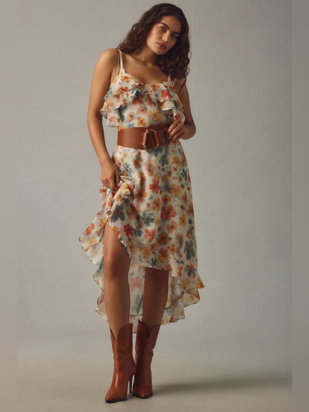 NWT Anthropologie Asymmetrical Sleeveless Ruffled Dress